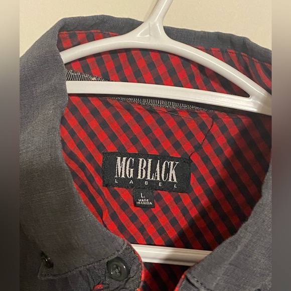Casual button down. Mg black label. Charcoal with red accents - Picture 3 of 5